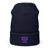 Purple Embroidered Brand Logo Beanie | Waffle