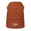 White Embroidered Logo Beanie | Waffle