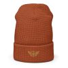 Old Gold Embroidered Logo Beanie | Waffle