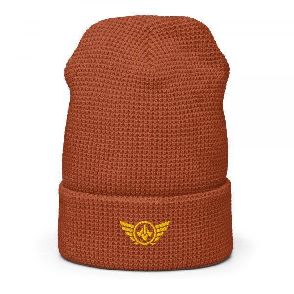 Gold Embroidered Logo Beanie | Waffle