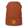Gold Embroidered Brand Logo Beanie | Waffle