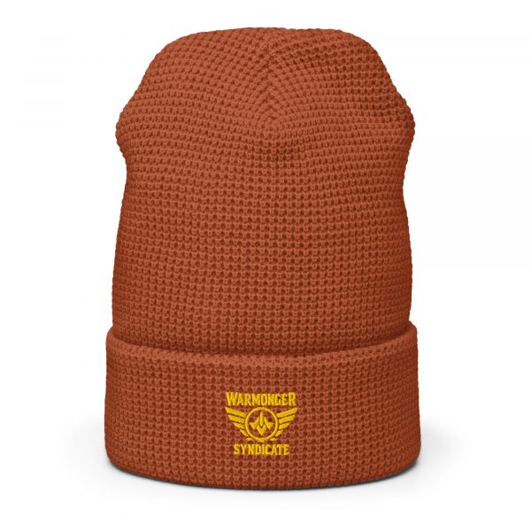 Gold Embroidered Brand Logo Beanie | Waffle