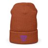 Purple Embroidered Brand Logo Beanie | Waffle