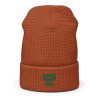 Kelly Green Embroidered Brand Logo Beanie | Waffle