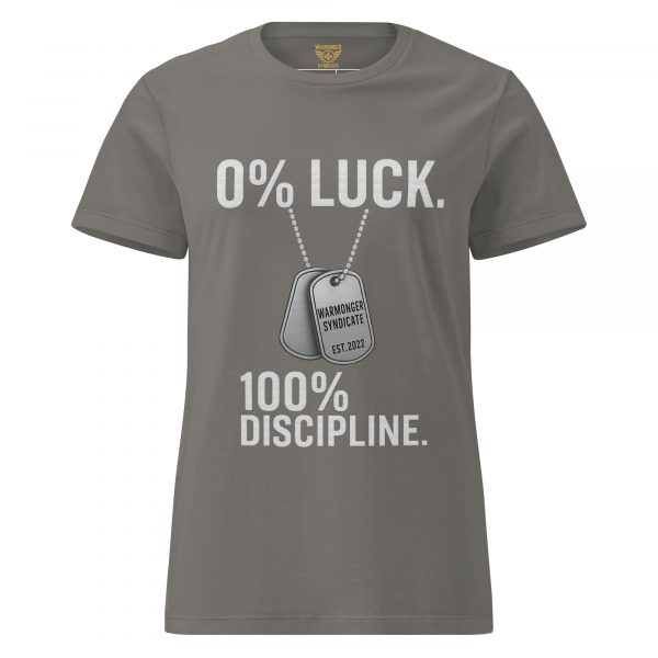 womens-basic-softstyle-t-shirt-charcoal-front-68c365379717c.jpg 0% Luck 100% Discipline Women's Tee | Classic | S-2X