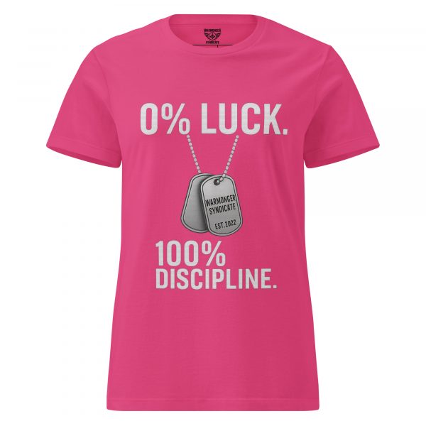 womens-basic-softstyle-t-shirt-heliconia-front-68c3653796311.jpg 0% Luck 100% Discipline Women's Tee | Classic | S-2X