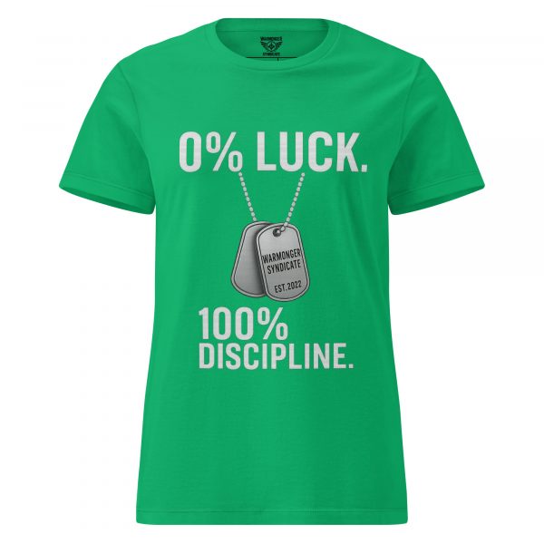 womens-basic-softstyle-t-shirt-irish-green-front-68c36537980f4.jpg 0% Luck 100% Discipline Women's Tee | Classic | S-2X