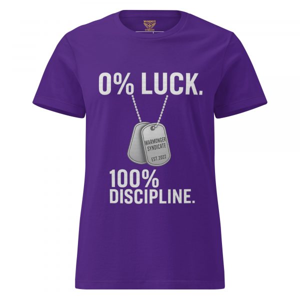 womens-basic-softstyle-t-shirt-purple-front-68c3653794c3a.jpg 0% Luck 100% Discipline Women's Tee | Classic | S-2X