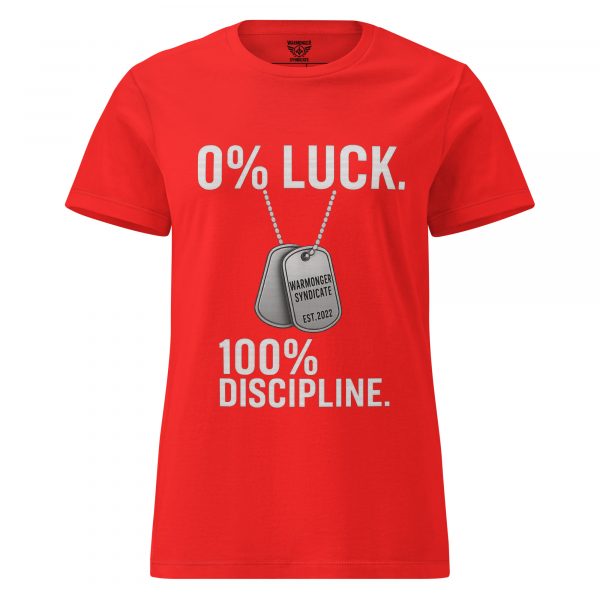 womens-basic-softstyle-t-shirt-red-front-68c36537952c3.jpg 0% Luck 100% Discipline Women's Tee | Classic | S-2X