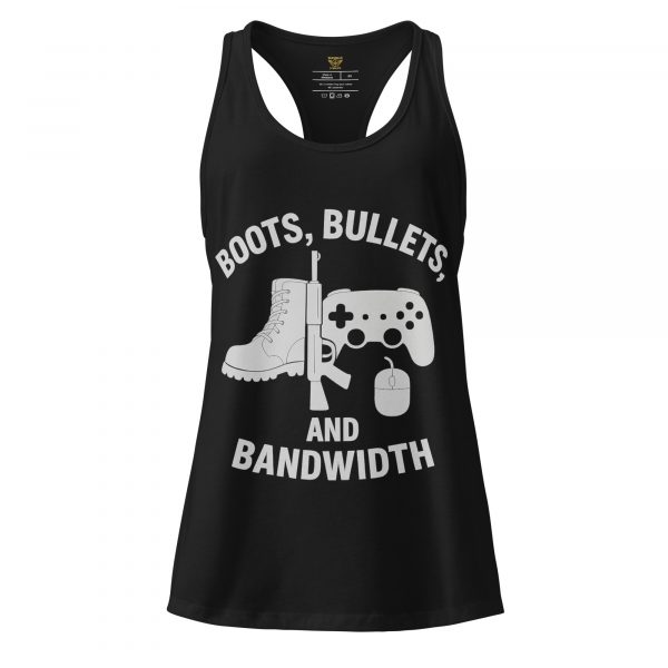 womens-ideal-racerback-tank-top-black-front-68c3aa1003062.jpg Boots, Bullets, and Bandwidth Women’s Fitted Racerback Tank Top | Select | XS-2X