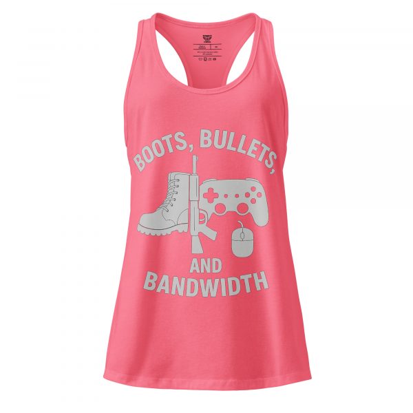 womens-ideal-racerback-tank-top-hot-pink-front-68c3aa1003c41.jpg Boots, Bullets, and Bandwidth Women’s Fitted Racerback Tank Top | Select | XS-2X