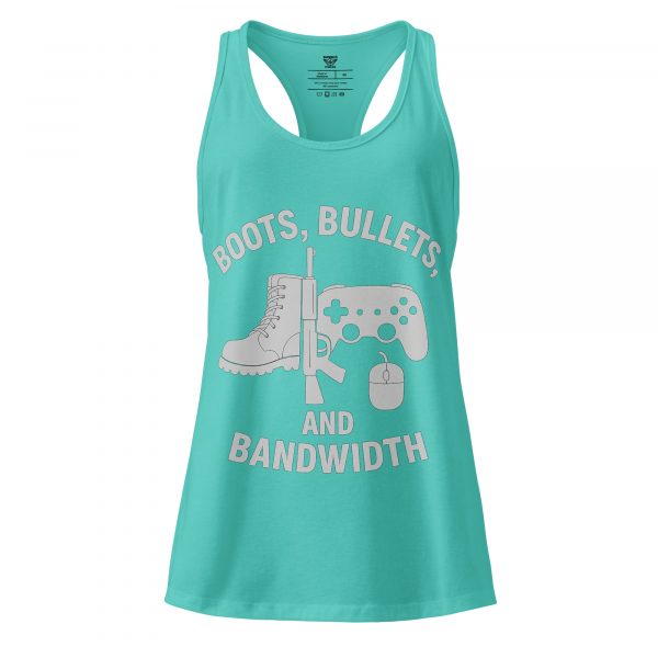 womens-ideal-racerback-tank-top-tahiti-blue-front-68c3aa100460a.jpg Boots, Bullets, and Bandwidth Women’s Fitted Racerback Tank Top | Select | XS-2X