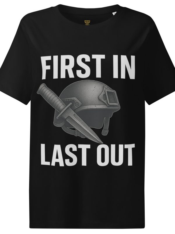 womens-organic-ribbed-neck-t-shirt-black-front-68c3a33331254.jpg First In Last Out Women’s Ribbed Neck Tee | Organic | S-2X