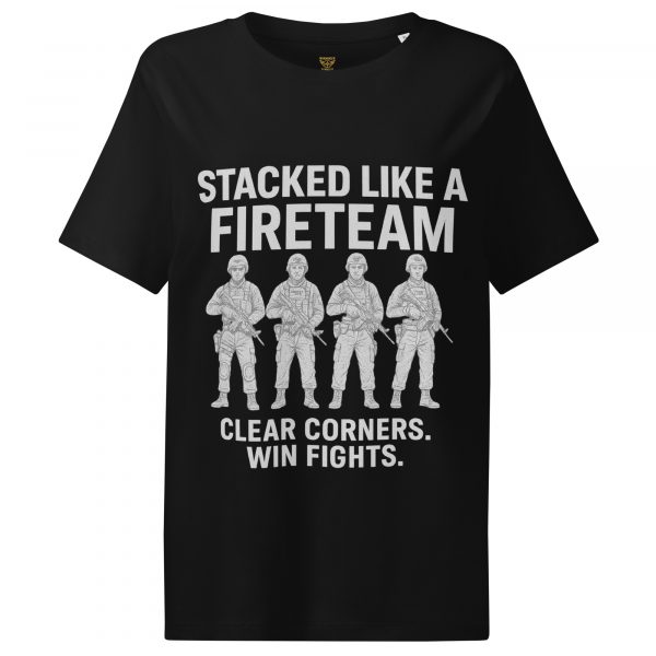 womens-organic-ribbed-neck-t-shirt-black-front-68c3a3784d49e.jpg Stacked Like A Fireteam Women’s Ribbed Neck Tee | Organic | S-2X