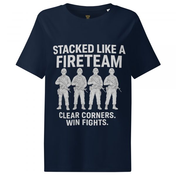 womens-organic-ribbed-neck-t-shirt-french-navy-front-68c3a3784e26a.jpg Stacked Like A Fireteam Women’s Ribbed Neck Tee | Organic | S-2X