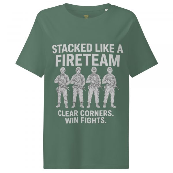 womens-organic-ribbed-neck-t-shirt-green-bay-front-68c3a3784ebde.jpg Stacked Like A Fireteam Women’s Ribbed Neck Tee | Organic | S-2X