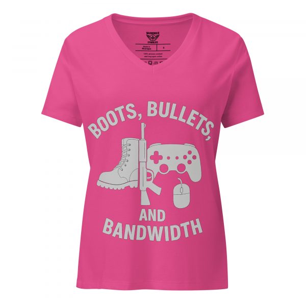 womens-relaxed-v-neck-t-shirt-berry-front-68c38854d9d53.jpg Boots, Bullets, and Bandwidth Women's Relaxed V-Neck | Premium | S-2X