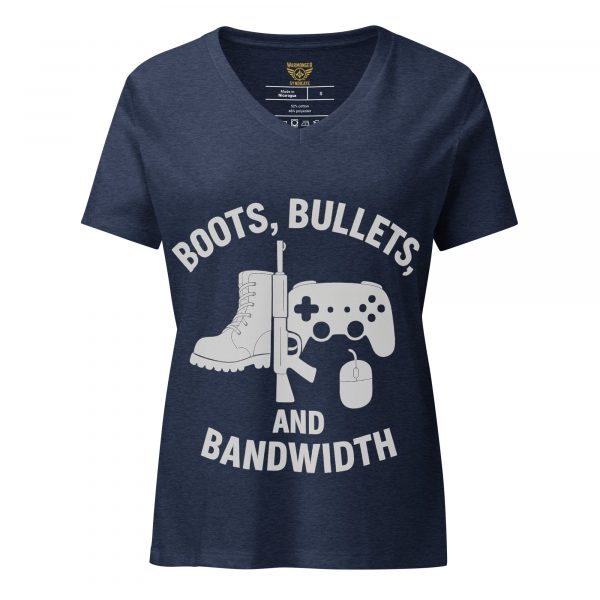 womens-relaxed-v-neck-t-shirt-heather-navy-front-68c38854d82cb.jpg Boots, Bullets, and Bandwidth Women's Relaxed V-Neck | Premium | S-2X