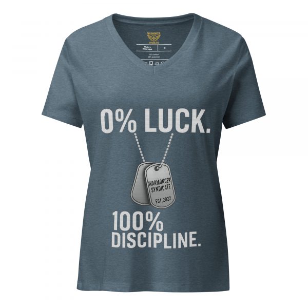 womens-relaxed-v-neck-t-shirt-heather-slate-front-68c3880f380d4.jpg 0% Luck 100% Discipline Women's Relaxed V-Neck | Premium | S-2X