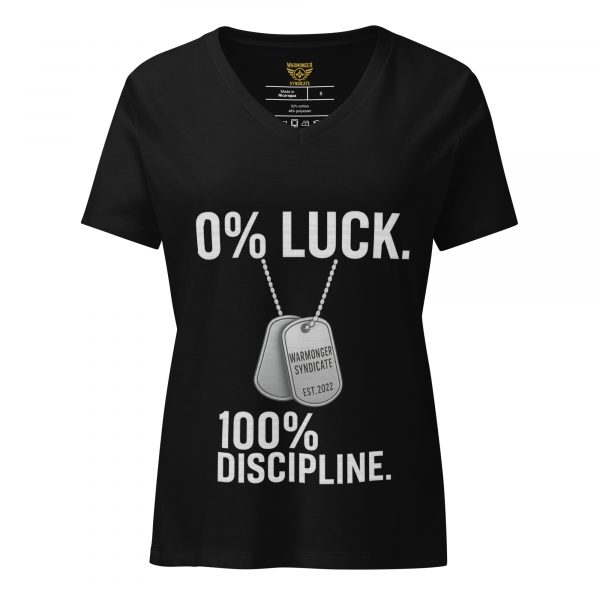 womens-relaxed-v-neck-t-shirt-solid-black-blend-front-68c3880f359e0.jpg 0% Luck 100% Discipline Women's Relaxed V-Neck | Premium | S-2X