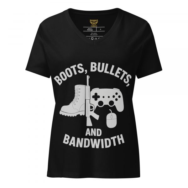 womens-relaxed-v-neck-t-shirt-solid-black-blend-front-68c38854d780d.jpg Boots, Bullets, and Bandwidth Women's Relaxed V-Neck | Premium | S-2X