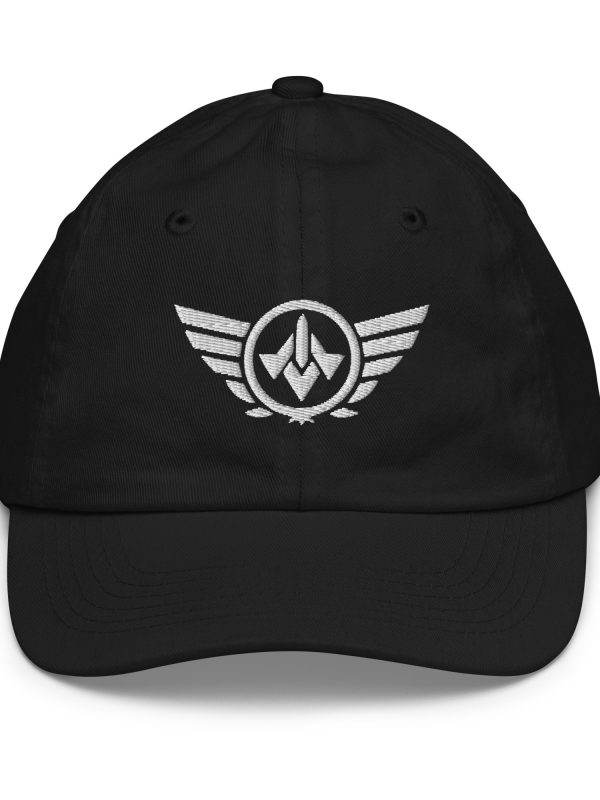 youth-baseball-cap-black-front-68bbb3848c646.jpg White Embroidered Logo Baseball Cap | Youth Classic