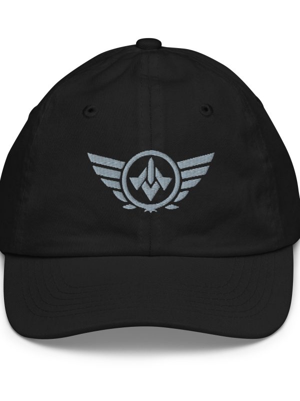 youth-baseball-cap-black-front-68bbb3f27ffc1.jpg Grey Embroidered Logo Baseball Cap | Youth Classic