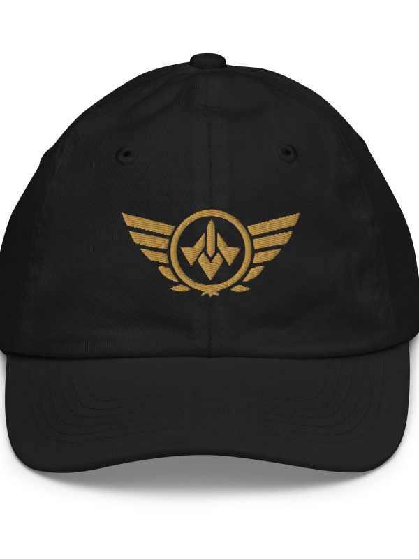 youth-baseball-cap-black-front-68bbb41b9c0f6.jpg Old Gold Embroidered Logo Baseball Cap | Youth Classic