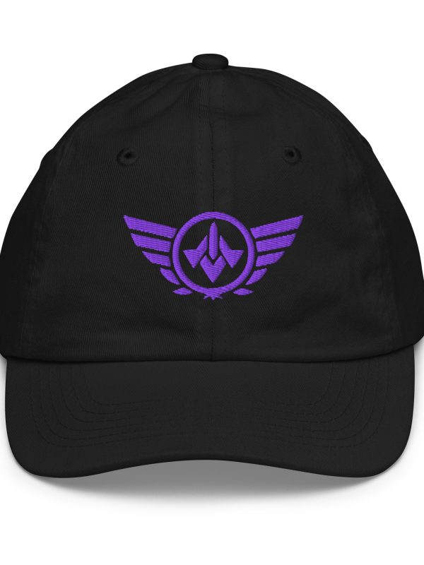 youth-baseball-cap-black-front-68bbb6097497d.jpg Purple Embroidered Logo Baseball Cap | Youth Classic
