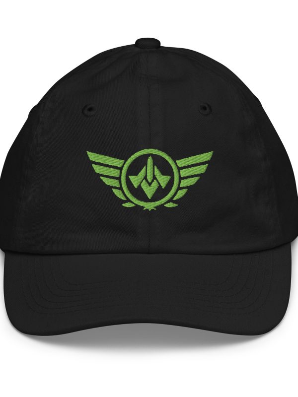 youth-baseball-cap-black-front-68bbb66294ad5.jpg Kiwi Green Embroidered Logo Baseball Cap | Youth Classic