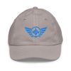youth-baseball-cap-grey-front-68bbb5d442cb6.jpg Aqua Embroidered Logo Baseball Cap | Youth Classic