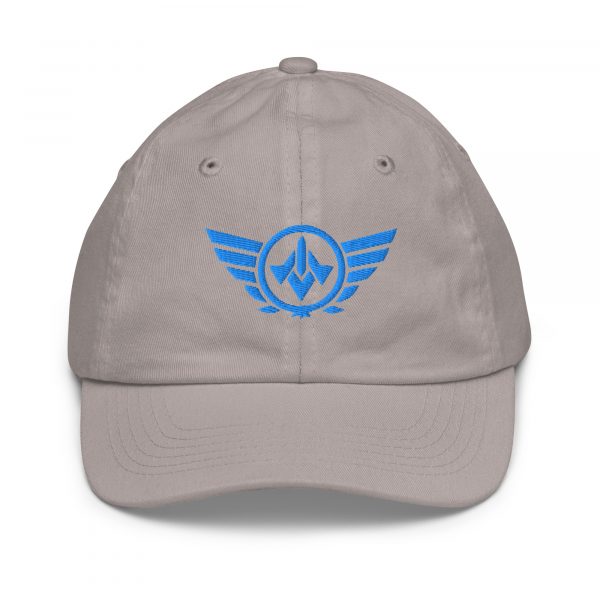 youth-baseball-cap-grey-front-68bbb5d442cb6.jpg Aqua Embroidered Logo Baseball Cap | Youth Classic