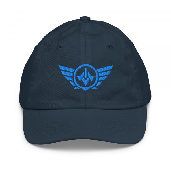 youth-baseball-cap-navy-front-68bbb5d43fbcb.jpg Aqua Embroidered Logo Baseball Cap | Youth Classic