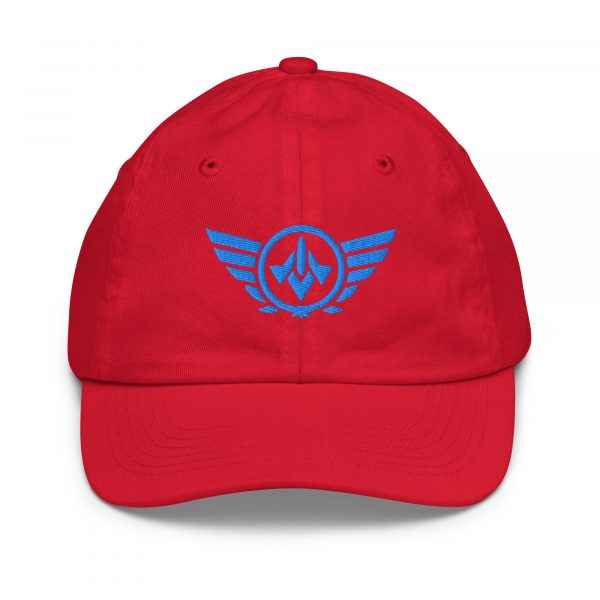 youth-baseball-cap-red-front-68bbb5d4406c8.jpg Aqua Embroidered Logo Baseball Cap | Youth Classic