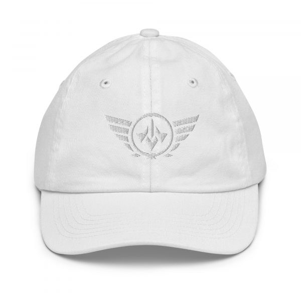 White Embroidered Logo Baseball Cap | Youth Classic