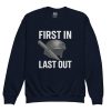 youth-crew-neck-sweatshirt-navy-front-68bba002d805a.jpg First In Last Out Crewneck | Youth Classic | XS-XL