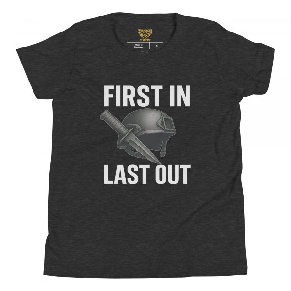youth-staple-tee-dark-grey-heather-front-68bb822f2d608.jpg First In First Out Tee | Youth Premium | S-XL