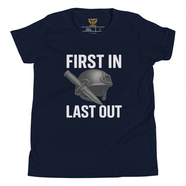 youth-staple-tee-navy-front-68bb822f2af75.jpg First In First Out Tee | Youth Premium | S-XL