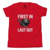 youth-staple-tee-red-front-68bb822f2ca81.jpg First In First Out Tee | Youth Premium | S-XL